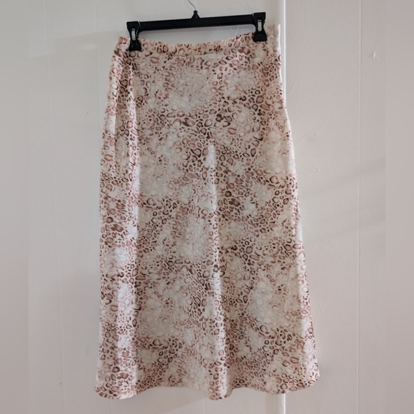 Haute Monde Cream and Brown Animal Print Midi Skirt - Picture 1 of 11